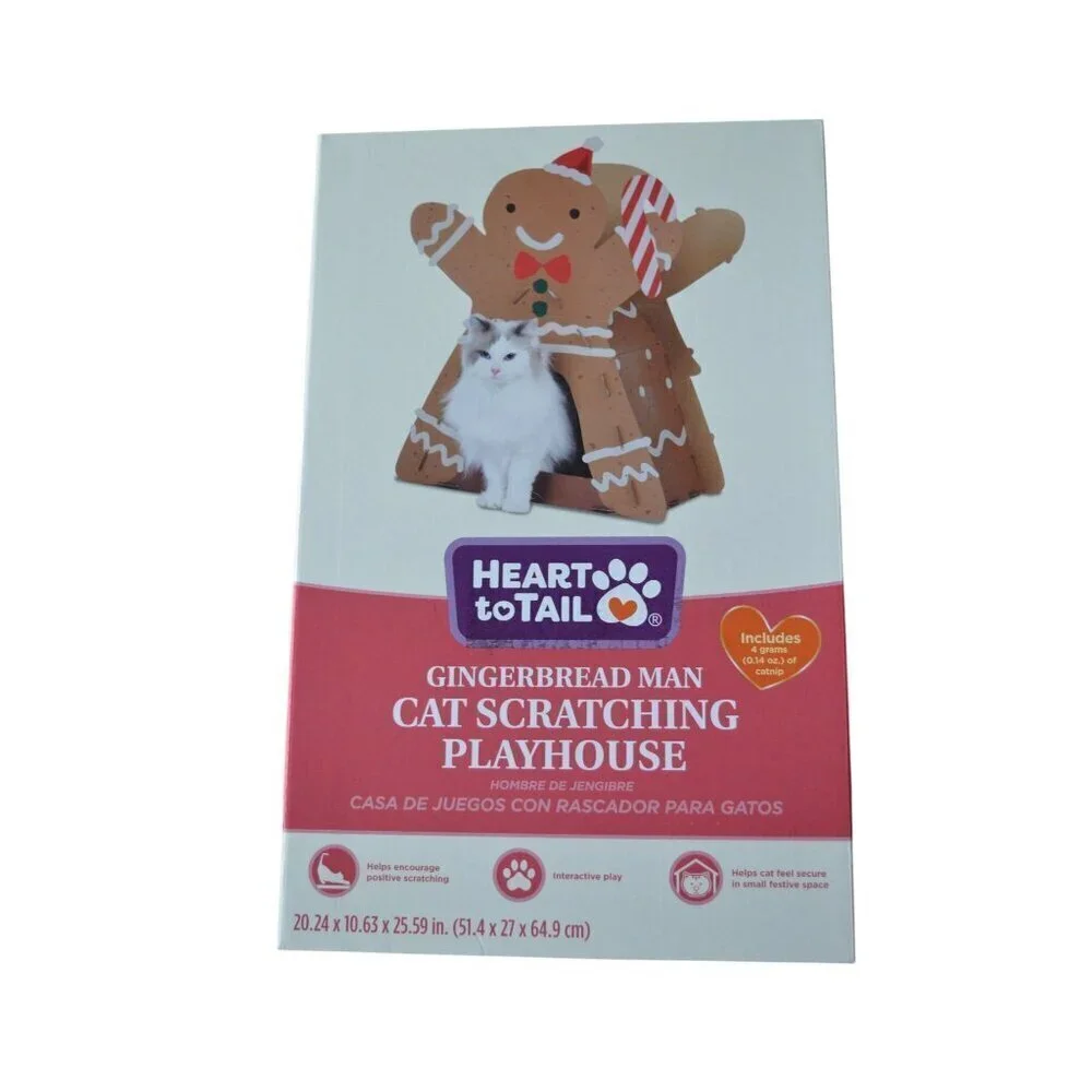 Heart to Tail  Gingerbread Man Cat Scratching Playhouse with Catnip NIB